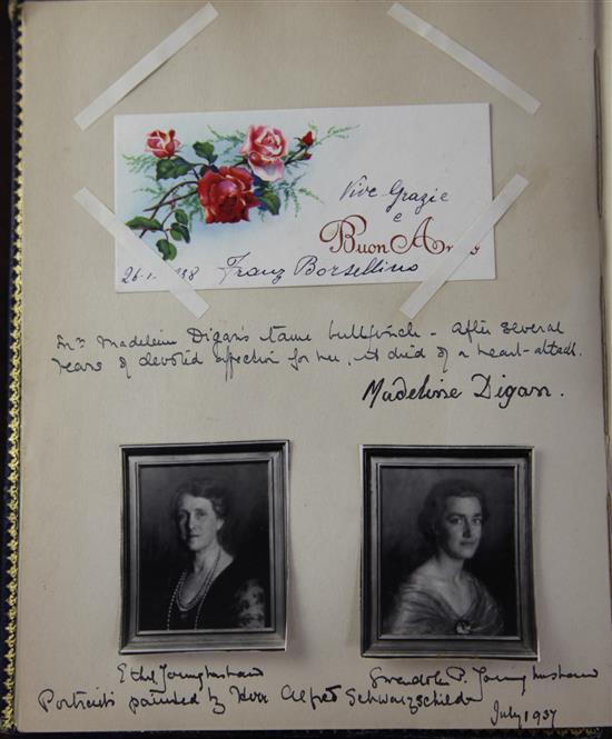 A remarkable diary containing Alfred Schwarzschild (1874-) sketches, letters from famous people of the day c.1935